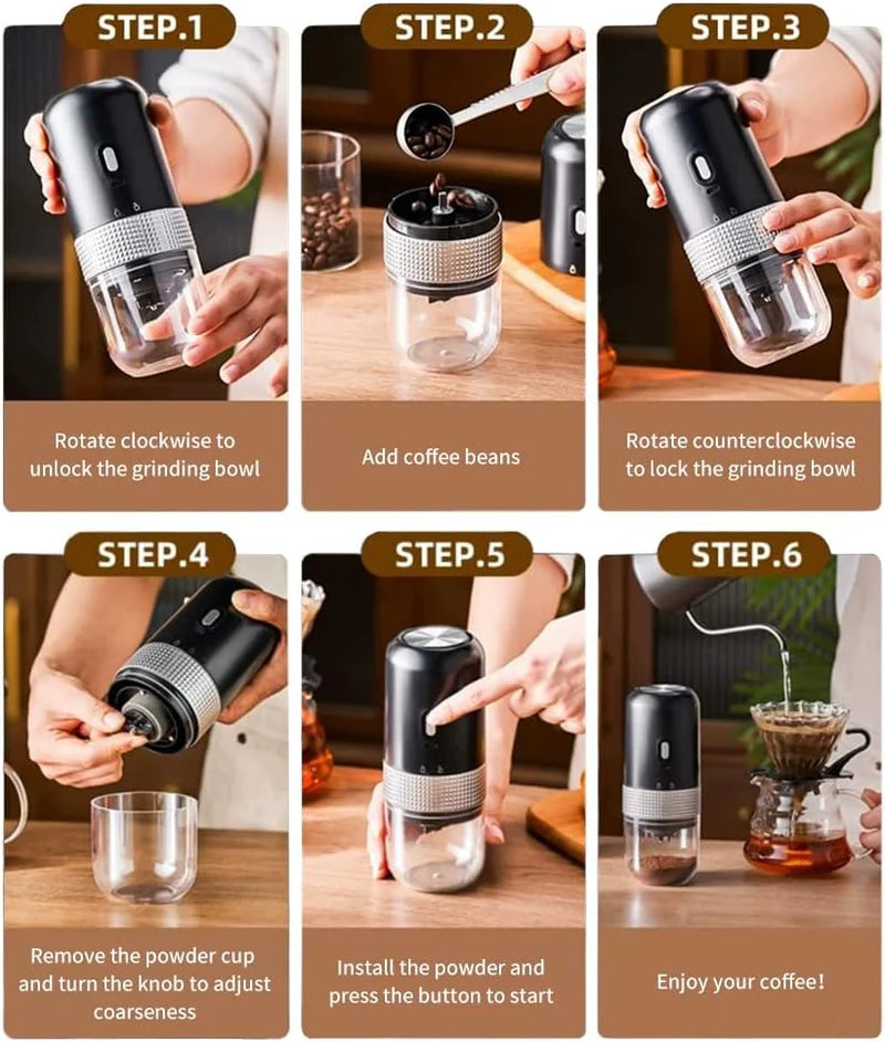 Denx - Portable Electric Coffee Grinder    دينكس – مطحنة قهوة كهربائية محمولة
